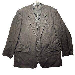Vintage Carlo Briani Blazer Men's 44R Black Lined Jacket Sport Coat Linen Blend